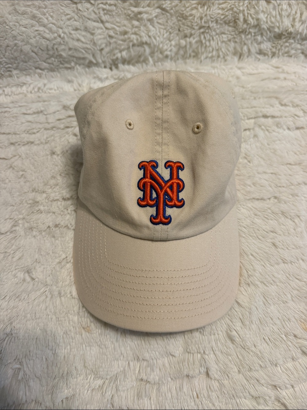 47 Brand Beige Cap with Orange & Blue NY Logo
